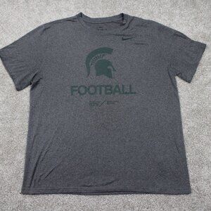 Nike Michigan State Shirt Mens XL Gray Football Dri-Fit Polyester S/S Pullover